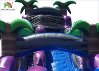 二重車線0.6mmポリ塩化ビニール夏のプール30ftの紫色の膨脹可能な水スライド
