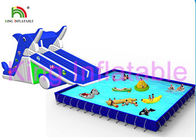 青/白く膨脹可能な水はスライド、プールおよび水おもちゃの多楽しみを駐車します