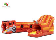 ポリ塩化ビニール0.55mm 21ftの子供のための赤い普通消防車の膨脹可能な障害物コース
