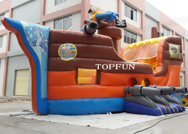 PVC Tarpaulin Kids Fun City Inflatable Bouncy Pirate Ship For Commercial Use