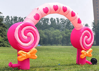 ピンクの子供の誕生会の装飾祝祭のための膨脹可能なキャンデーのフロスのアーチ