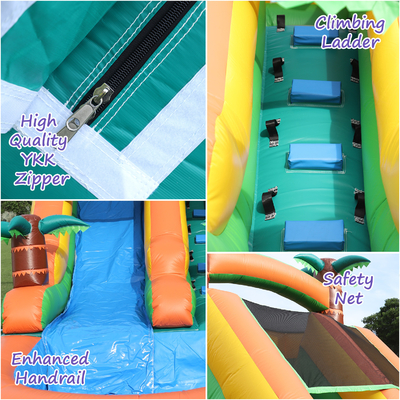 商業用 乾燥・湿水スライド 充気式 トロピカル フィエスタ ブリーズ キッズ プール付き 充気式 水スライド