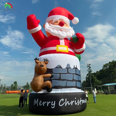 20ft 26ft 33ft 充気式サンタクロース 煙突と鹿 屋外クリスマス飾り 吹き上げサンタクロース