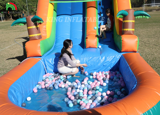 21x9x12FT 商用品 PVC ブランスハウス 充気式水スライド 熱帯スライド スプラッシュ付き