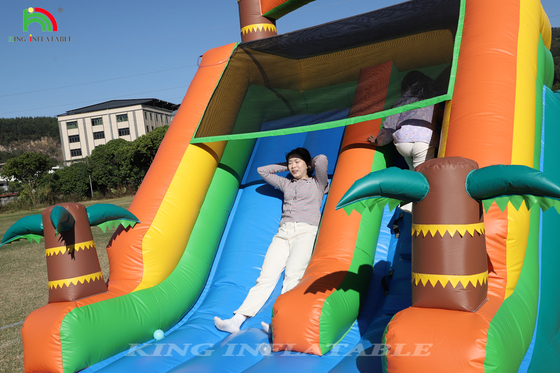 21x9x12FT 商用品 PVC ブランスハウス 充気式水スライド 熱帯スライド スプラッシュ付き