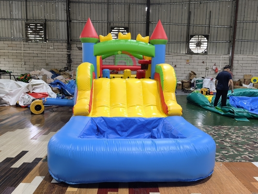 屋外裏庭芝生パーティーゲーム 濡れた乾燥したインフレータブルバウンスハウスコンボ障害物コース、スライドプールボールピット付き