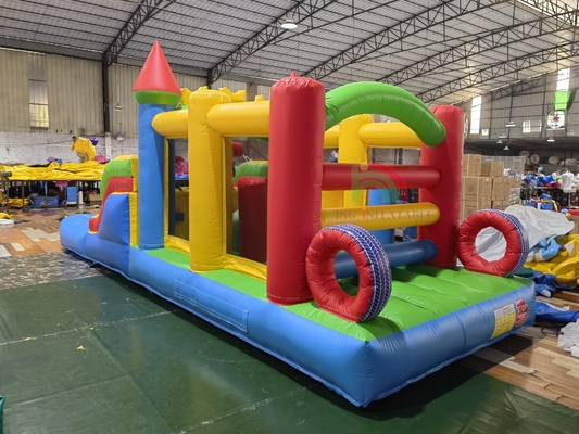 屋外裏庭芝生パーティーゲーム 濡れた乾燥したインフレータブルバウンスハウスコンボ障害物コース、スライドプールボールピット付き