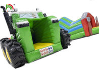 緑の6.5mのトラクターの党のための膨脹可能な障害物コースを印刷するロゴ